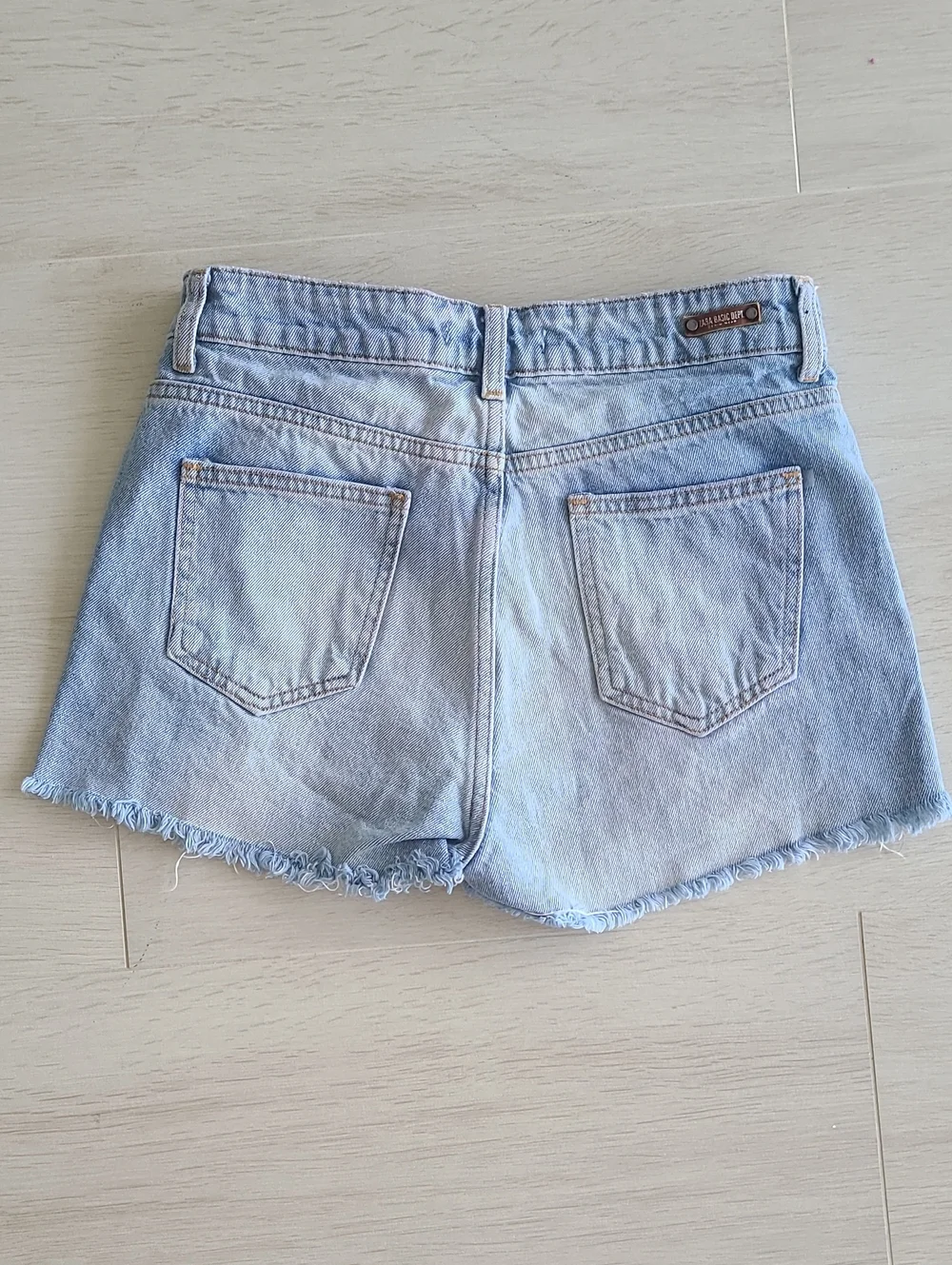 Zara Denim Shorts With Pearl Embellishment